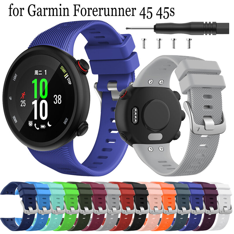 Correas de pulsera para Garmin Forerunner 45 45S, repuesto de silicona para reloj inteligente, accesorios de Correa de moda con herramienta