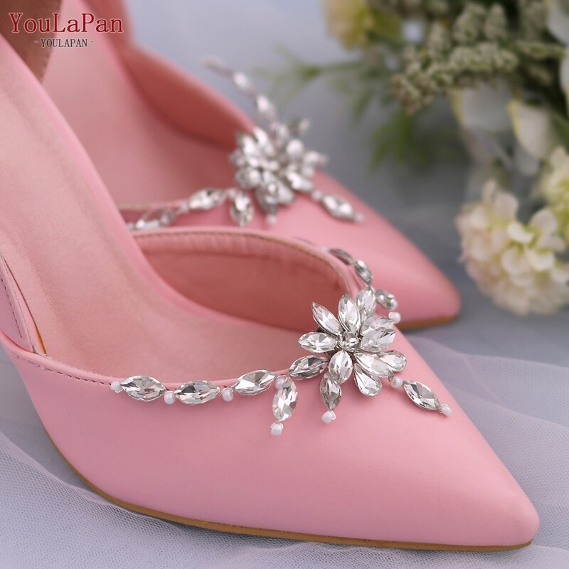 TOPQUEEN X34 europejska panna młoda klamra ślubna dekoracja butów błyszczące buty z kryształem górskim klamra ręcznie zdejmowane diamentowe buty klipsy