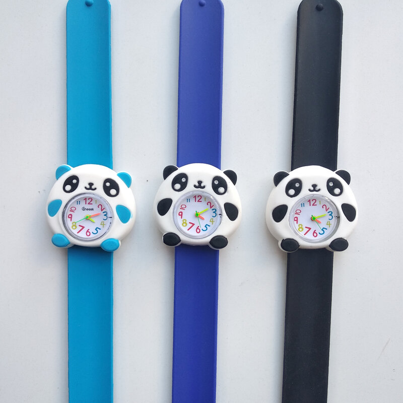 Dropshipping Chinese National Treasure Panda Cartoon Quartz Children Watch Sports Slapping Toys Kids Watches Birthday Gift Clock