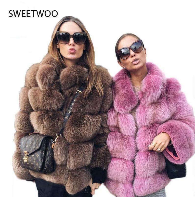 Manteaux de vison pour femmes, fausse fourrure rose, élégant, épais et chaud, veste d'extérieur, hiver S-4Xl, 2021
