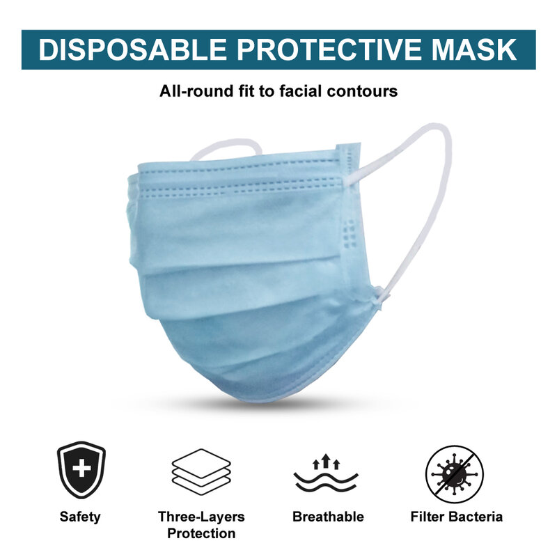 IN stock 50pcs Disposable mask respirator white Face Masks Facial Protective Dustproof Earloop Non Woven Cover Masks