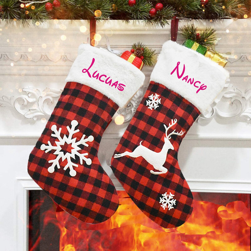 Custom Christmas Stocking Gift Socks Personalized Christmas Gift Bags Santa Xmas Christmas Party Decor Supplies