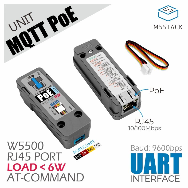 M5Stack อย่างเป็นทางการ MQTT PoE หน่วยพอร์ต PoE Ethernet MQTT การสื่อสารโมดูลฝัง W5500 Ethernet ชิป
