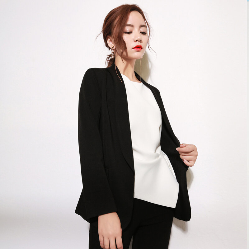Senhoras blazer casual branco longo-mangas compridas pequeno terno coreano profissional senhoras jaqueta 2022 nova blusa de outono