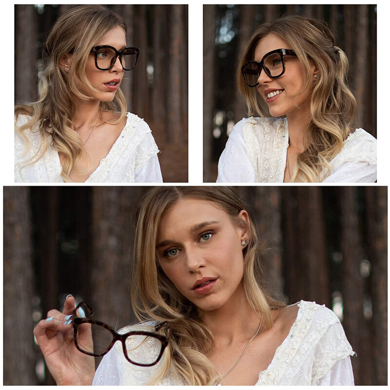 블루 라이트 방지 대형 사각 안경, 여성용 귀여운 컴퓨터 안경, 맞춤 처방 패션