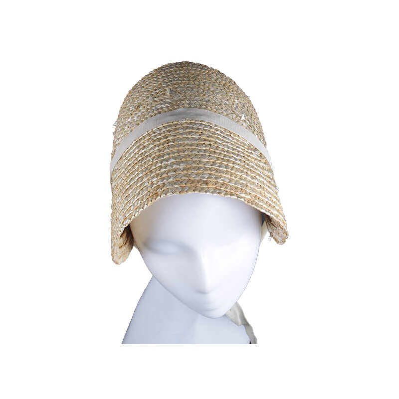 Sombrero plegable de paja para mujer, sombrero de Lolita con cinta para el sol, hecho a mano, para primavera y verano