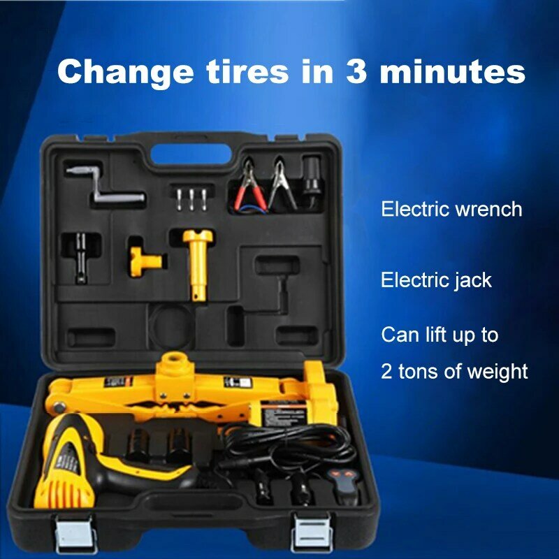 Gato de tijera eléctrica y llave de impacto herramienta de reemplazo de neumáticos todoterreno de emergencia