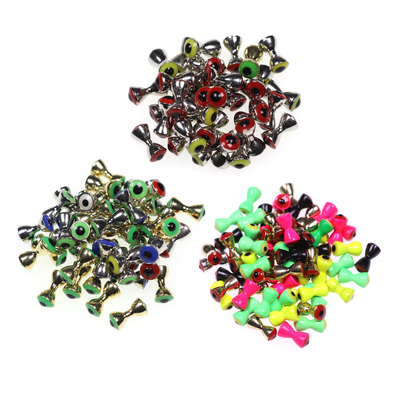 ICERIO 10PCS 3D Realistic Solid Dumbbell Fish Eyes Fly Tying Materials Sunken Brass Barbells Beads Pseudo Eyes