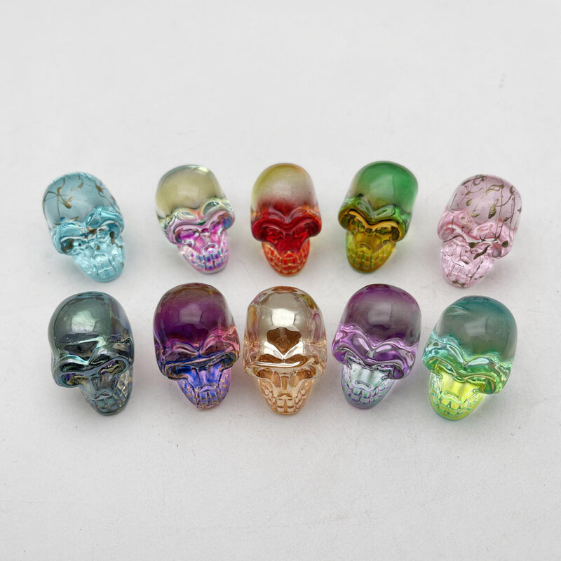 Fashion glass Skull plating mixed Charm ornaments 10pc 21x26MM jewelry accessory birthday present wholesale Good quality