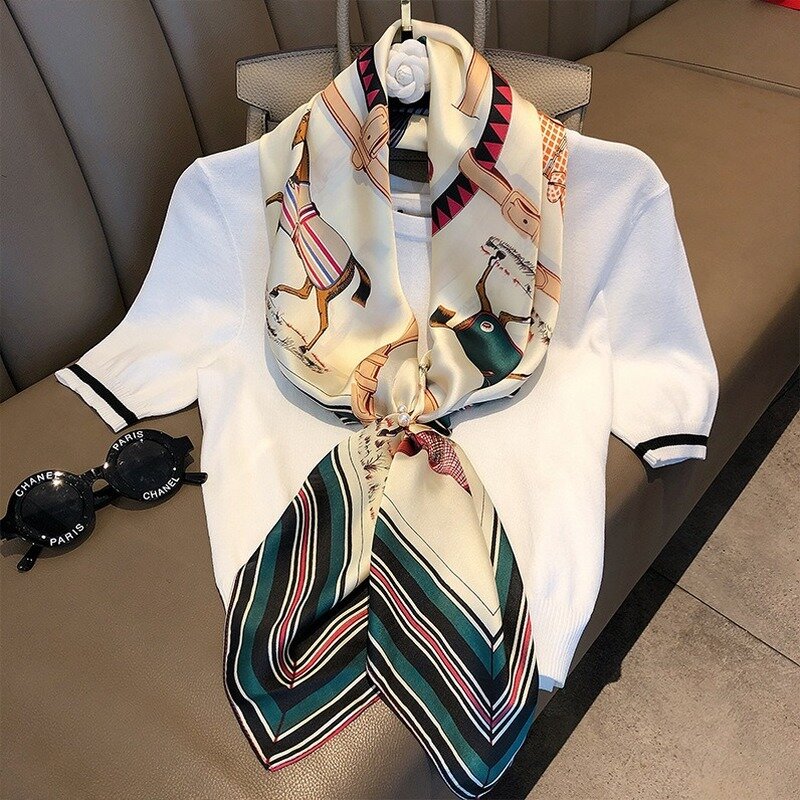 2020 새로운 디자인 브랜드 실크 스카프 가을 여성 Shawls 및 랩 인쇄 Hijabs Scarfs Foulard Femme Pashmina Beach Stoles Luxury