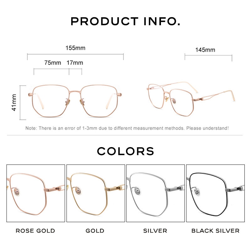 CAPONI نظارات نسائية إطار بصري فاخر نظارات بتصميمات مميزة إطارات التيتانيوم النظارات واضحة الإناث دعم وصفة طبية J7497