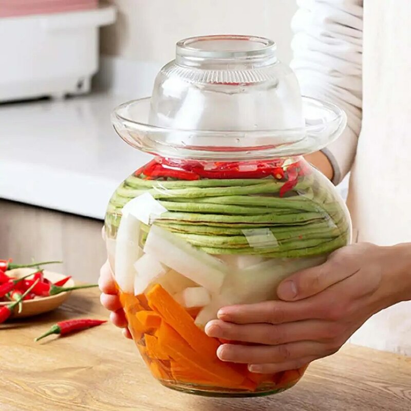 Kimchi jar latas de vidro reforçadas, recipiente de vidro da coreia 2.5/5kg, latas de cozinha grossas em conserva como jarra de conservas, cilindro selado