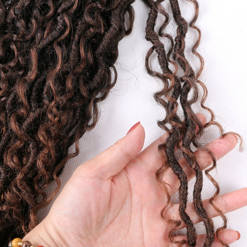 Full Star Goddess Locs Crochet Tranças Cabelo, Natural sintético Trança, Rio Ombre, extensão do cabelo encaracolado Faux