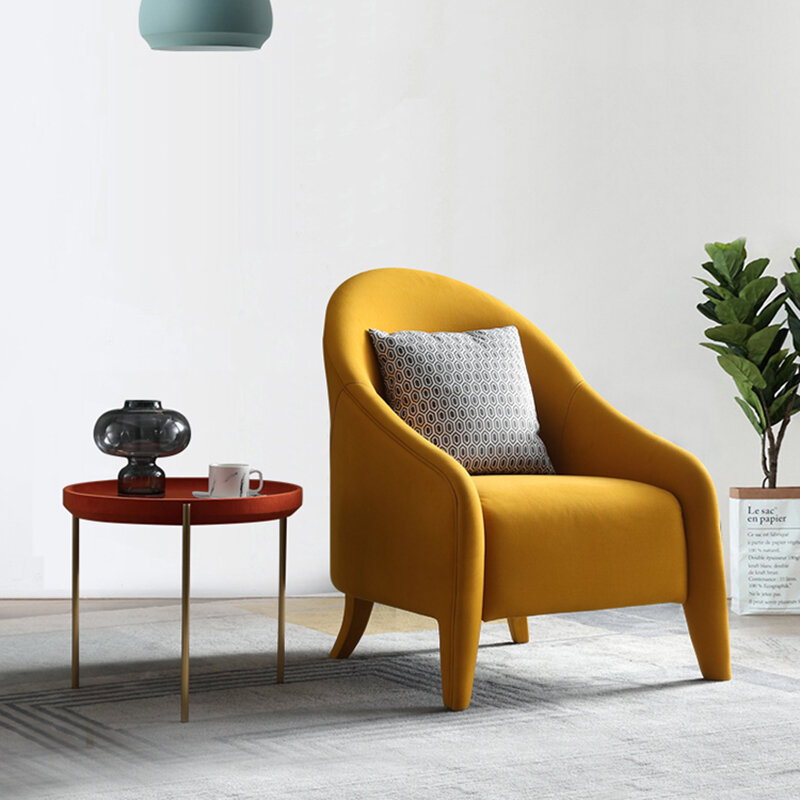 Sofá de luxo moderno, minimalista, de flanela, com encosto alto, pequeno, vermelho