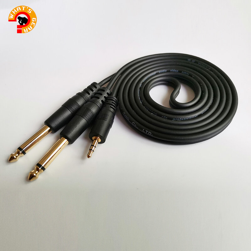 Cabo de áudio ofc 99.99% mm trs para duplo 3.5mm, cabo de áudio de 1/4 "trs para duplo 6.35", divisor y, cabo de áudio 1/8 m