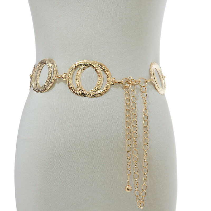 سلسلة حزام جديد الإناث الذهب الفضة المرأة المعادن المزدوج حلقة الحديد سلسلة الخصر سلسلة للسيدات الزفاف Bg-1428