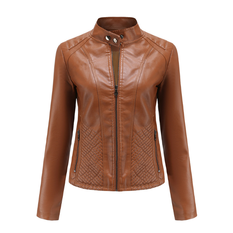 Женская кожаная куртка, мотоциклетная куртка из искусственной кожи, приталенная, большого размера, S-XXXL