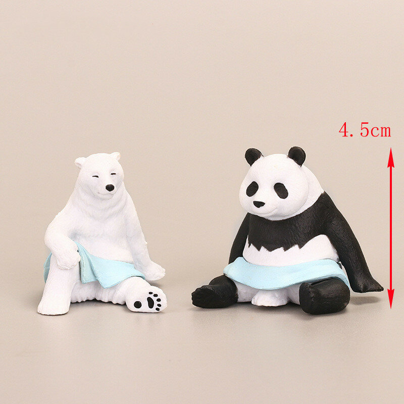 PVCフィギュア,5ピース/セットのおもちゃのフィギュア,マイクロポ,クマ,パンダ,犬,アライグマ,キツネ,庭の装飾,4.5cm