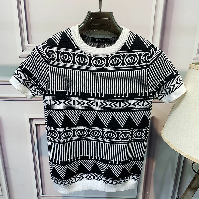 メンズ半袖セーター,韓国半袖セーター,ハイグレード,ニットベース,秋冬