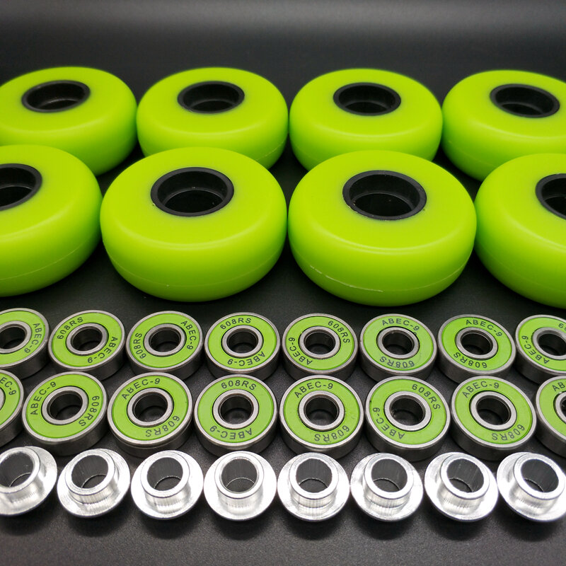 공격적인 스케이트 휠, 녹색 색상, 무료 배송, 60x24mm, 90A, 60mm, 로트당 8 개