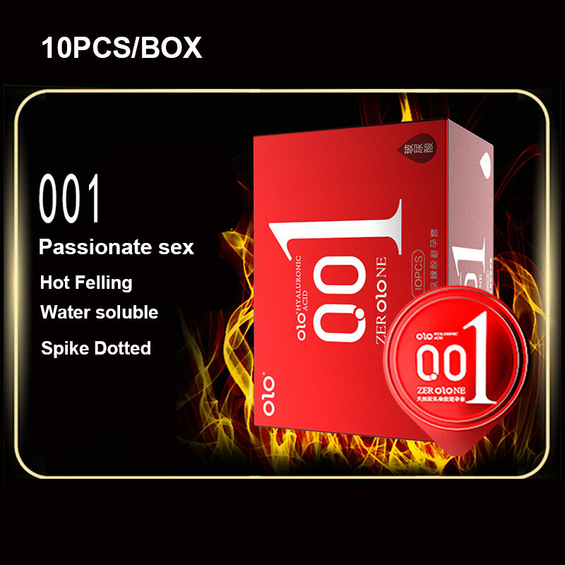 OLO ULTRA THIN CONDOM 0.01 Feeling Penis Sleeve Hyaluronic Acids Rubber latex Ejaculation Delay dotted Condoms intimate sex toy