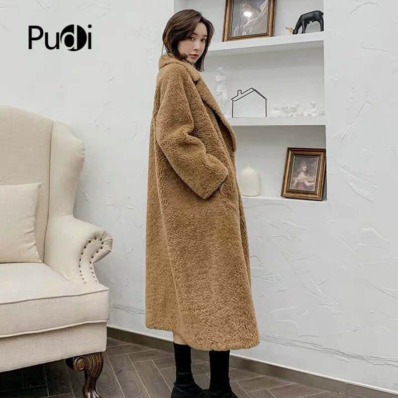 Aorice-abrigo de piel y lana de 100% CT942 para mujer, chaqueta femenina de talla grande, Parka larga de moda, abrigo de piel de oveja