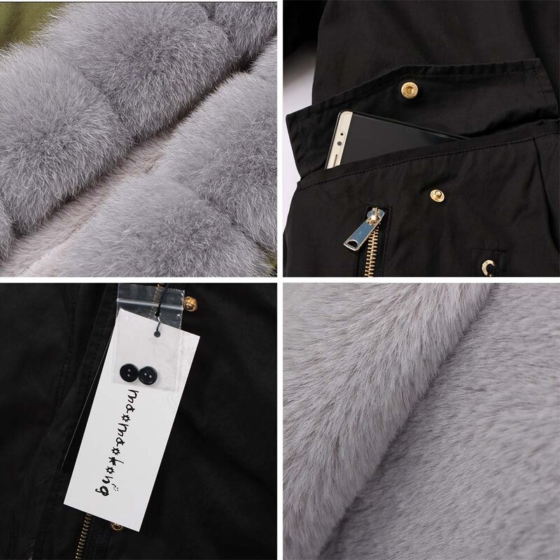 2020 MAOMAO KONG delle Donne mid-lunghezza giacca Chunky parka con vera pelliccia di volpe di inverno del collare giacca casual