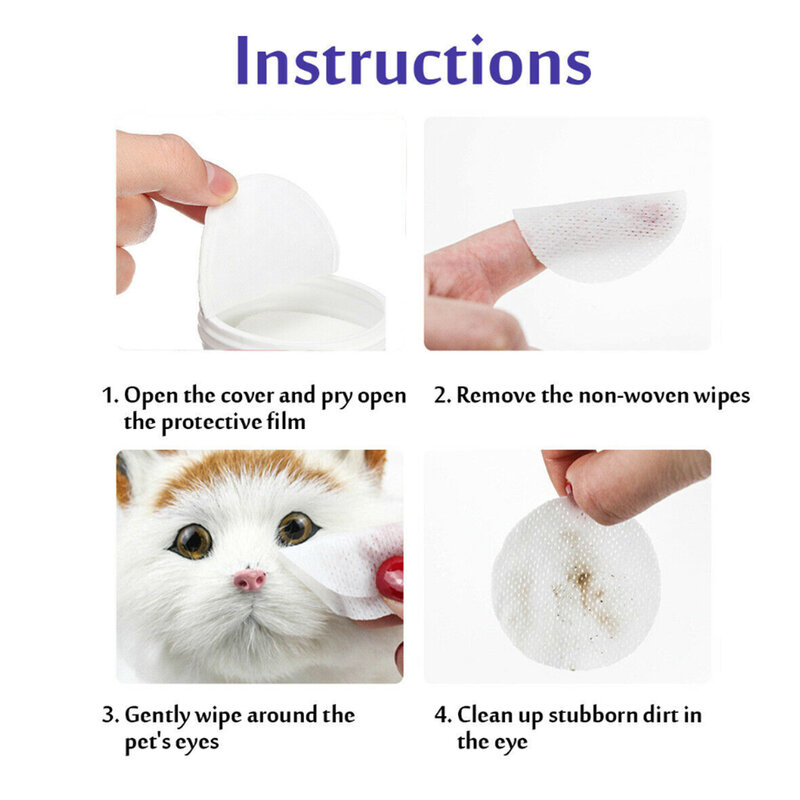 New 130PCS/Set Pet Eye Wet Wipes Dog Cat Pet Cleaning Wipes Grooming Tear Stain Remover Gentle Non-initiating Wipes Towel