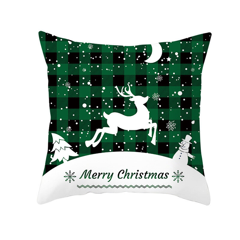 Cartoon Gedrukt Plaid Kussenslopen 18x18in Christmas Party Decoratieve Kussenhoes Rood Groen Buffalo Rooster Gooien Kussensloop