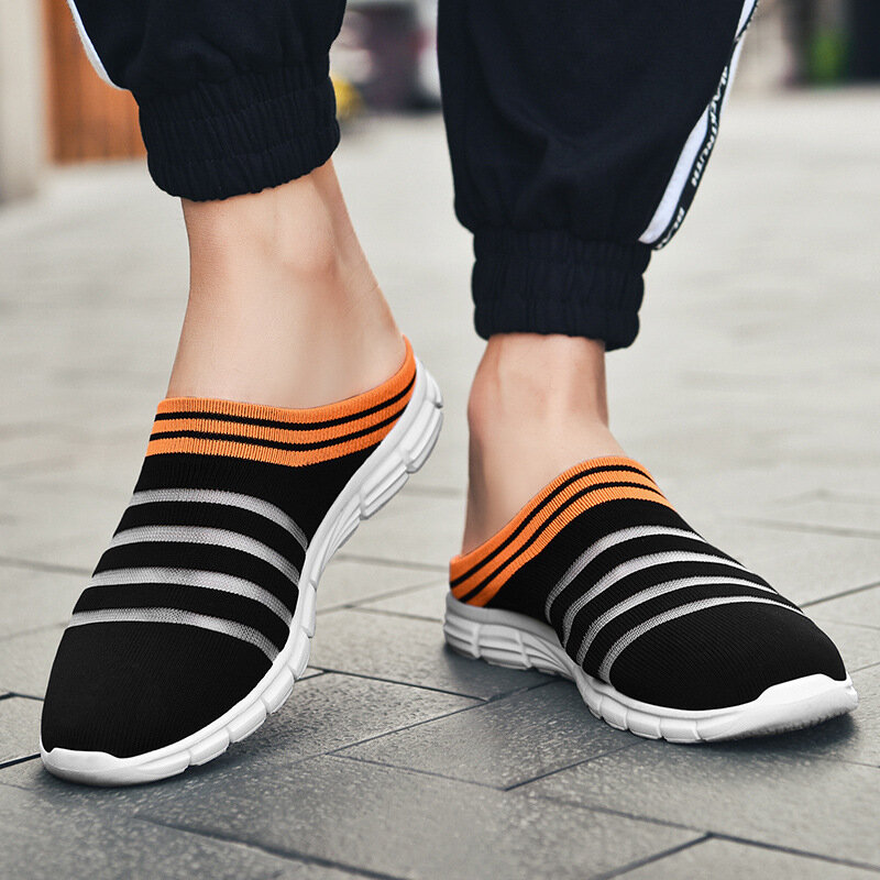 Shoes Men's and Women's Fashionable Slippers Summer Round Toe Mesh Breathable Slippers Sport Comfortable Flat Casuals Mens Shoes