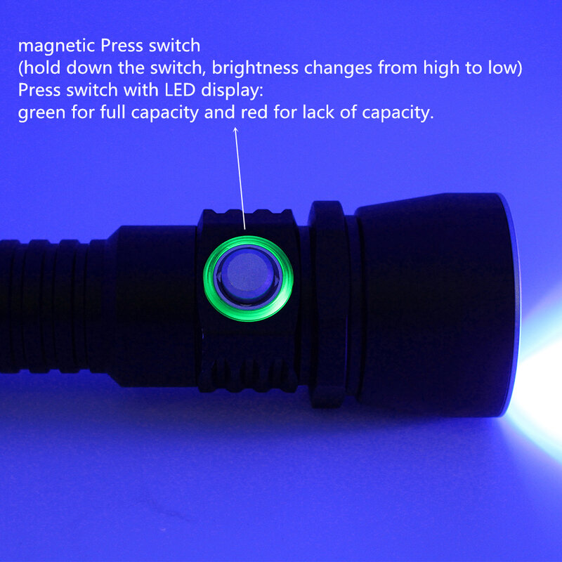 3x led uv mergulho lanterna ultravioleta roxo luz à prova dwaterproof água lâmpada tocha + 18650 bateria carregador para scorpion detecção de dinheiro