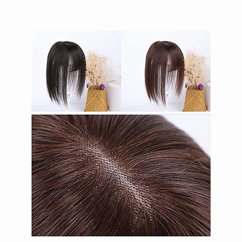 Halo Lady Beauty Air Bangs Bob Style Human Hair Extension Clip In Straight Brazilian Fringe Hair Toupees Toppers Hide White Hair