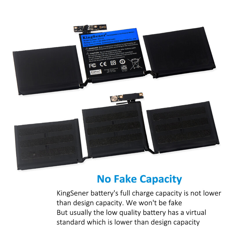 KingSener-Batterie pour ordinateur portable, A1713, Apple MacPlePro 13 "A1708 2016 2017 EMC 2978 3164 020-00946 MLL42LL, AKKU 4781mAh