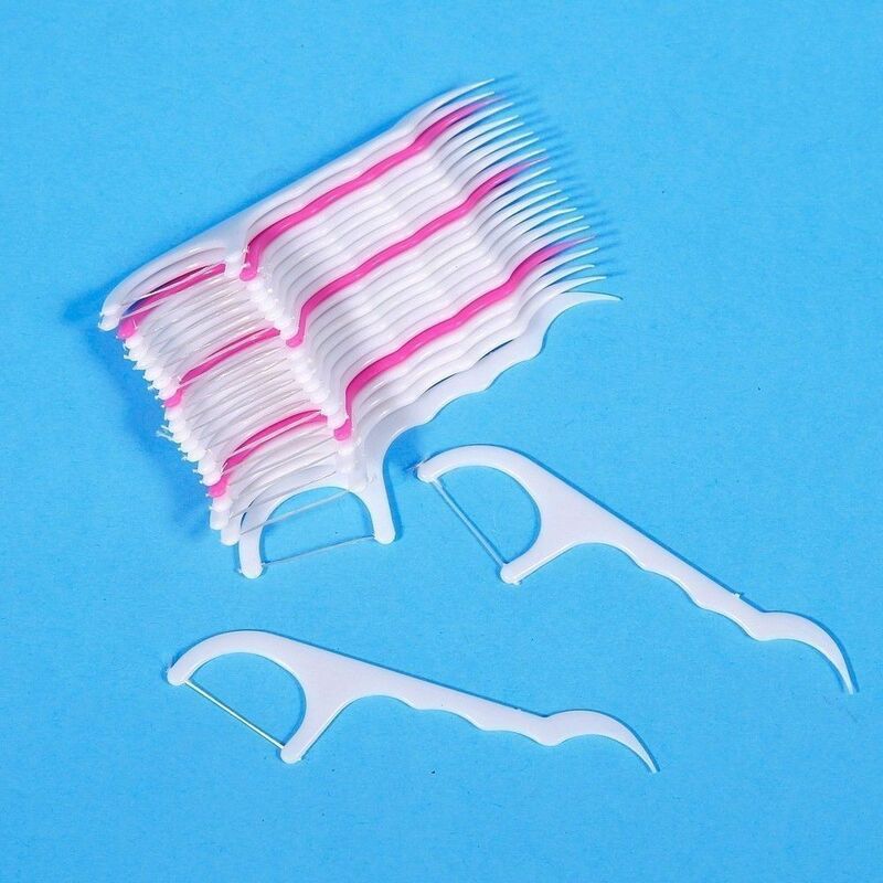 100pcs Dental Floss Flosser Brush Tooth Picks Oral Care Teethpick Sword