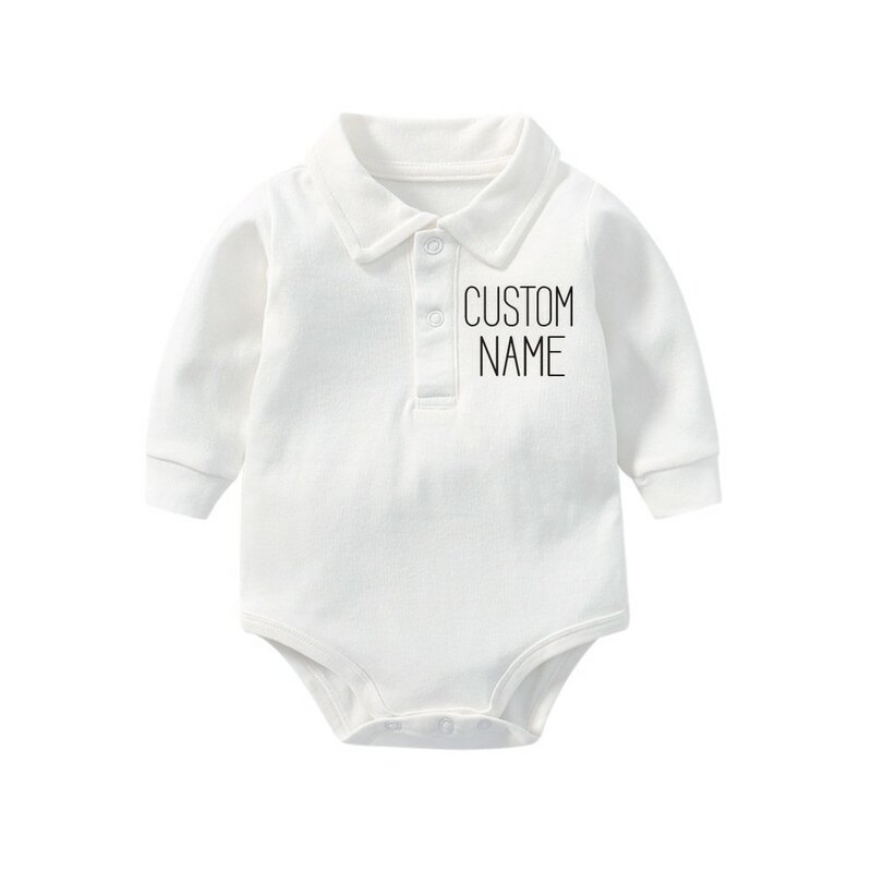 Kustom Nama Bayi Bodysuit dengan Lengan Panjang Personalized Nama Pakaian Bayi Baru Lahir Pakaian Pulang Hadiah Baby Shower Bodysuit