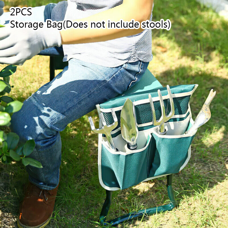 Taburete plegable para arrodillarse en el jardín, bolsa de herramientas para banco, protege las rodillas, almohadilla de rodamiento resistente, asiento de taburete con múltiples bolsillos (solo bolsa de almacenamiento)