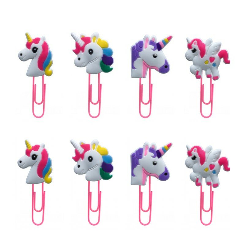 8pcs Unicorns Cute Bookmark for Books Paper Clips Stationery for Student Teacher Office Supply Notes Memo Holder Kids Gift