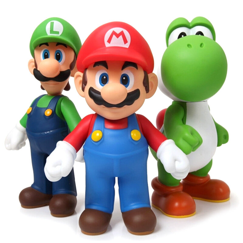 6-12cm Super Mario Bros Luigi Mario Yoshi Koopa Yoshi, Mario Maker Odyssey Toadette de setas figuras de acción PVC juguetes modelos de muñecas