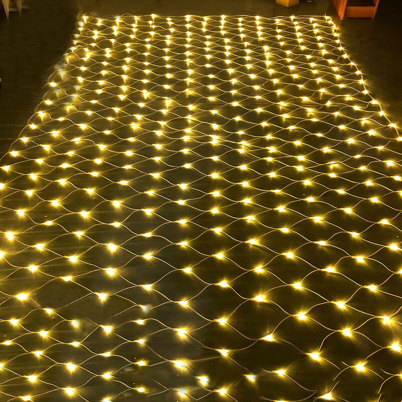Guirxiété lumineuse LED d'extérieur en maille, 1.5x1.5m, 3x2m, 10x1m, 6x4m, pour Noël, jardin, fête, mariage, nickel é