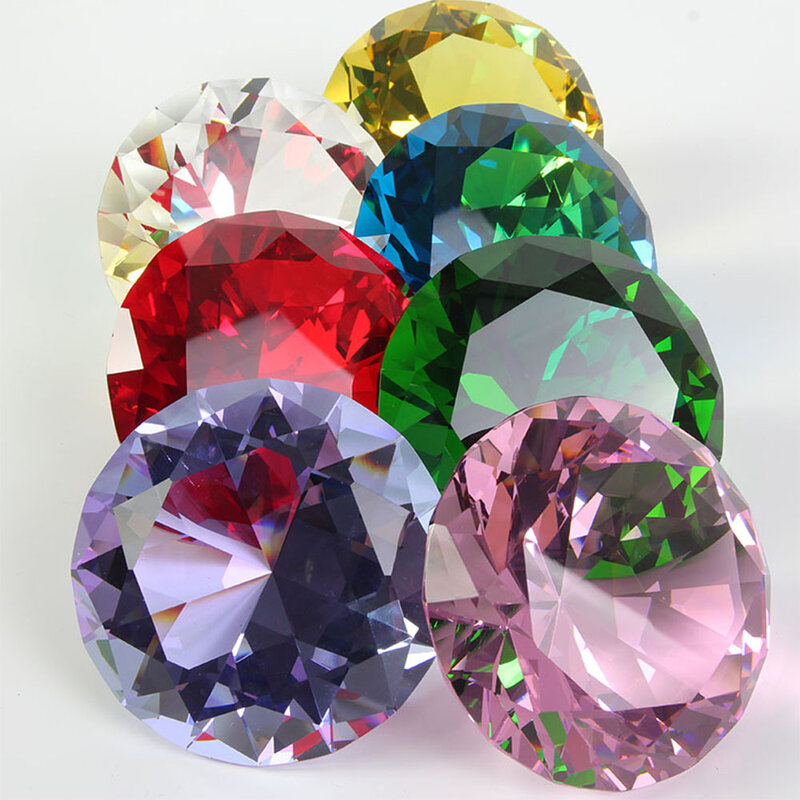 10 Colors Crystal Diamond Shaped Paperweight Decorative Cut Glass Giant Gemstone Wedding Christmas Ornament Gifts