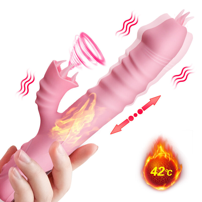 Vibrator for Women Dildo Telescopic Swing Heating Double Tongue Cunnilingus Vibrator G Spot Clit Stimulate Masturbation Sex Toys