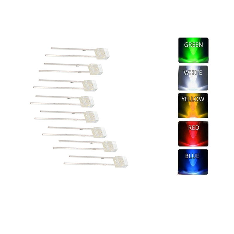 Lámpara de diodo emisor LED Rectangular, luz blanca, roja, verde, azul, amarilla, Color claro difuso, Micro Indicador de bricolaje, 3V, 2x3x4 MM, 100 unids/lote