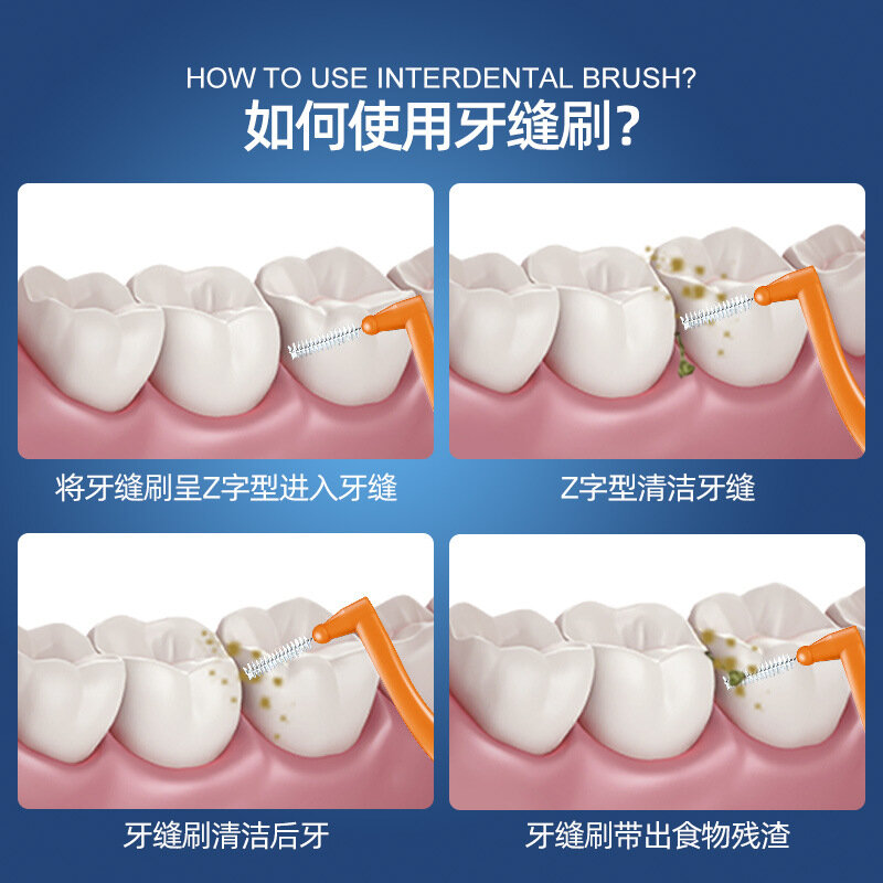 ขายร้อนแปรง Interdental L Shape Push-Pull Interdental ทันตกรรมแปรงฟันจัดฟันไม้จิ้มฟัน Oral Hygiene Care