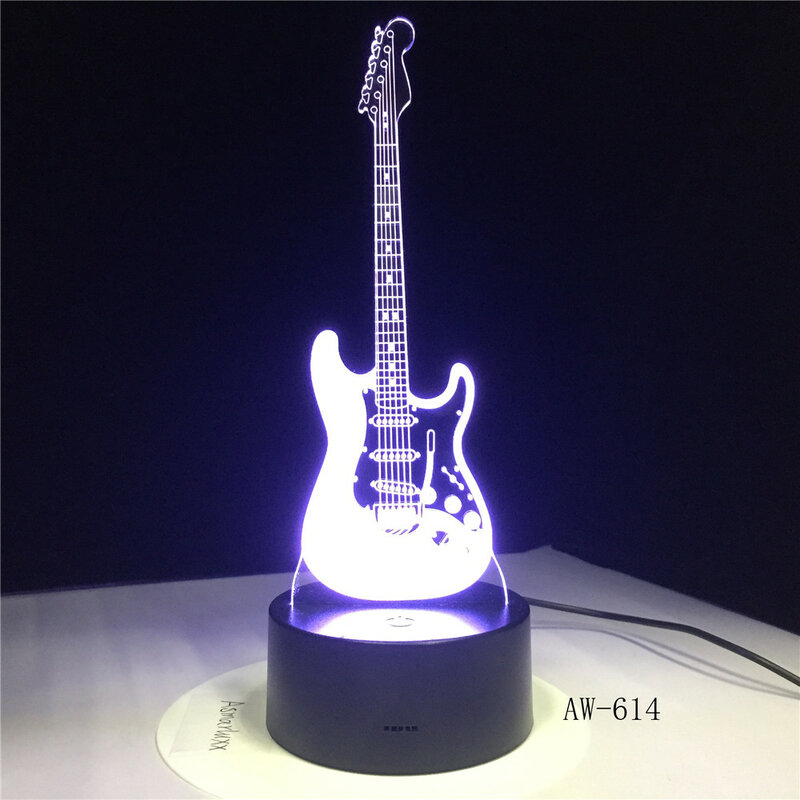 3D Light Electric Guitar Illusion Lamp LED 7 Colors Changing USB Touch Sensor Desk Light Night Lamp Friends Gift Office L AW-614