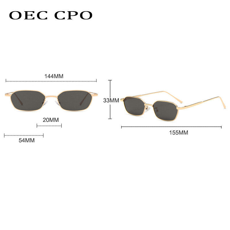 OEC CPO ขนาดเล็กสแควร์แว่นตากันแดดผู้หญิงผู้ชาย Steampunk แว่นตากันแดดกรอบโลหะวินเทจผู้ชายแว่นตา UV400แว่นตา O949