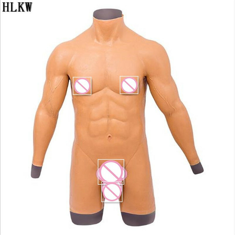 Hot Koop Top Grade Siliconen Valse Borstspier Man Nep Borst Spier Buik Macho Man Kunstmatige Simulatie Cosplay Bodysuit