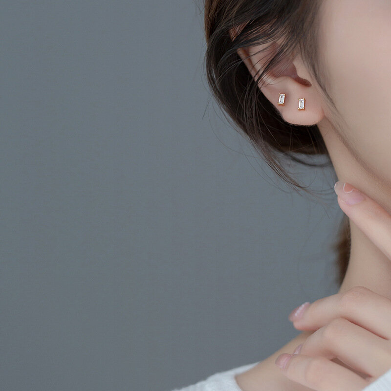 WANTME argento Sterling 925 moda coreana fascino quadrato bianco zircone perline orecchini per le donne ragazza teenager regalo gioielli da festa