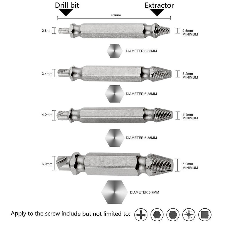 4/5/6 PCS Beschädigt Schraube Extractor Drill Bit Set Stripped Gebrochene Schraube Schraube Remover Extractor Einfach Nehmen Sie Abriss werkzeuge