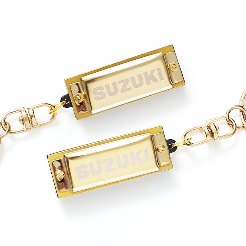 Suzuki Mini Harmonica Keychain, dourado instrumentos de sopro presente, 5 buracos, 10 tons, chave de C