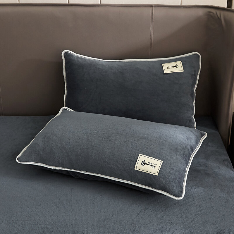 단색 부드러운 봉제 베개 커버, 홈 장식 침구 수면 베개 케이스, 보이지 않는 지퍼 쿠션 베개 케이스, 48x74cm
